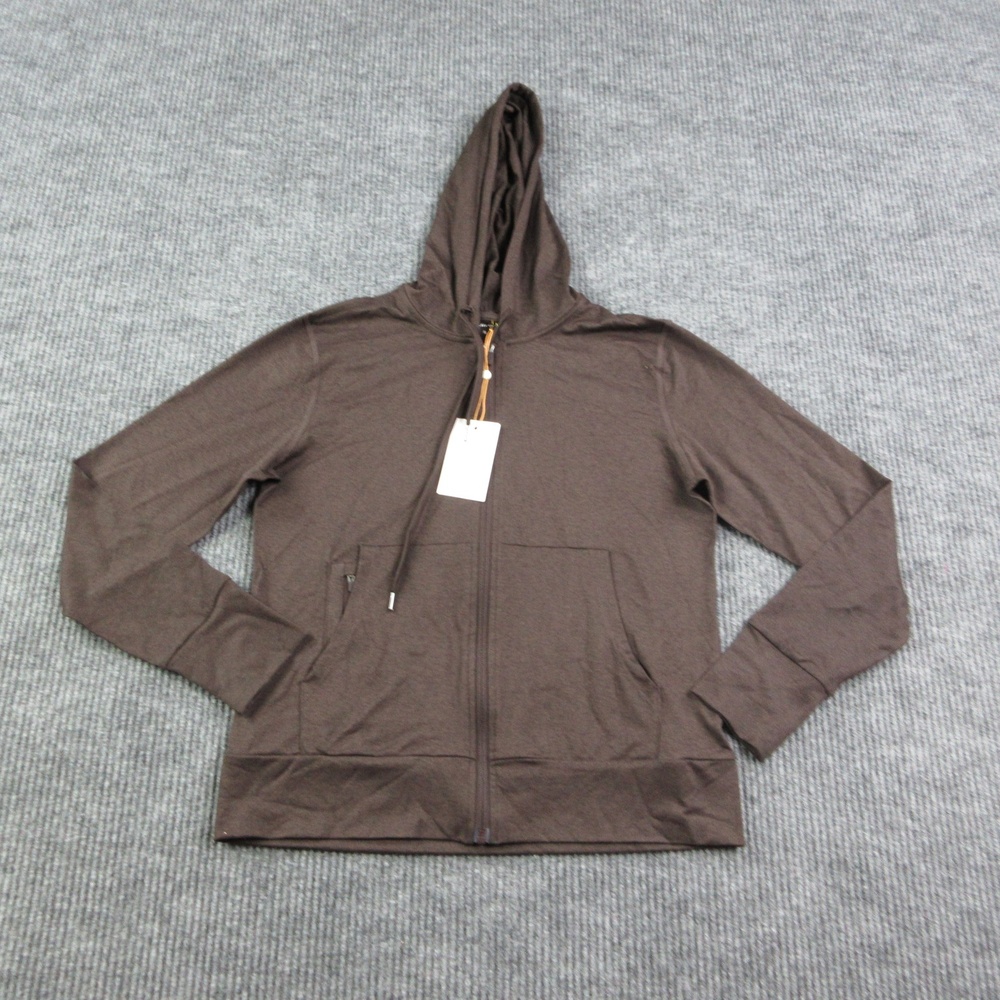 Quince Hoodie Full Zip Womens S Brown Flowknit Lightweight Jersey Hooded NWT